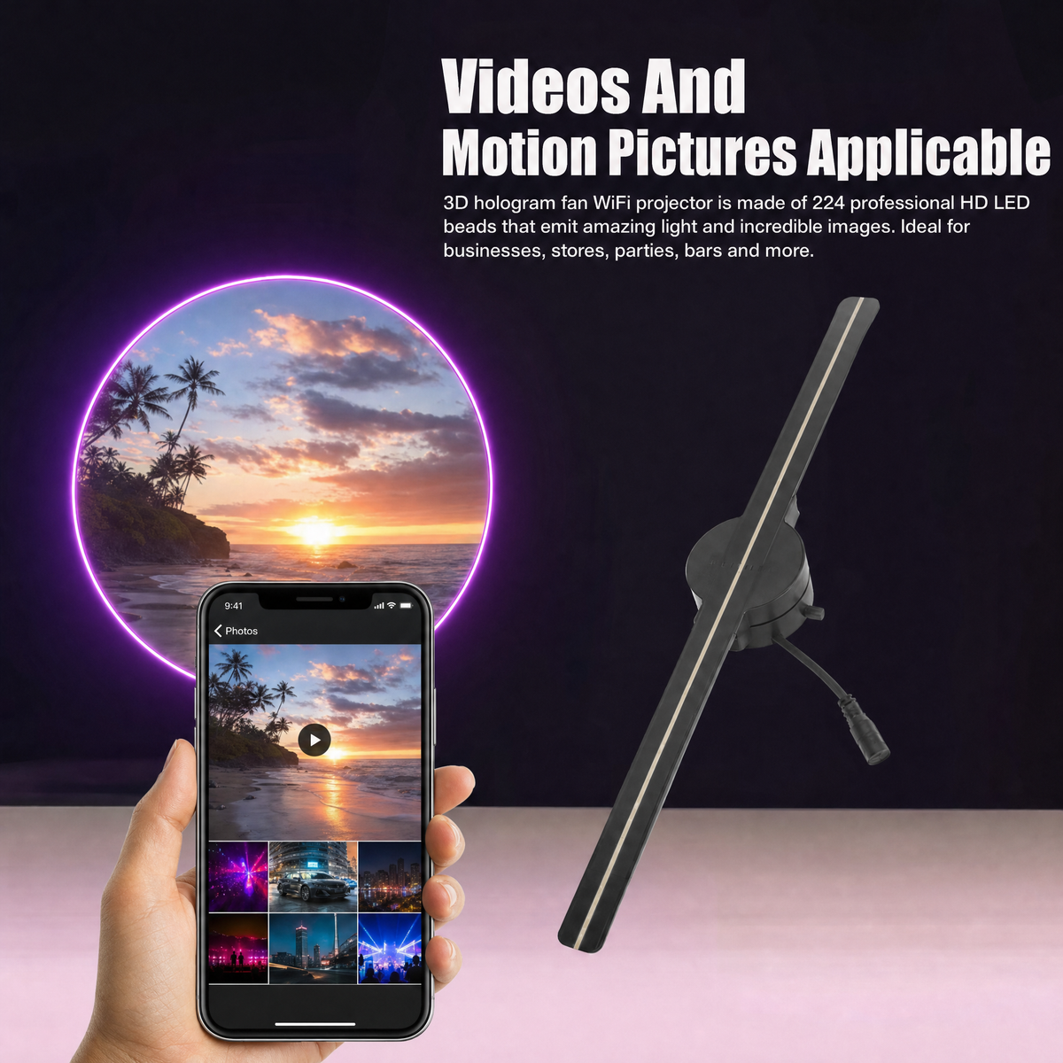 Glowhelia™ 3D Hologram Fan Projector